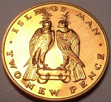 Rare Proof Isle Of Man 1971 2 Pence~Only 10,000 Minted~2 Falcons~Free Shipping