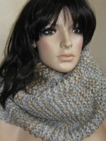 XL- Loopschal/taubenblau-naturweiss-oliv-beige*Bohemian Paradise*handgestrickt