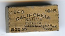 Rare 1915 California Native Gold-Washed Ingot 1/475 Oz / Pan Pac Exposition