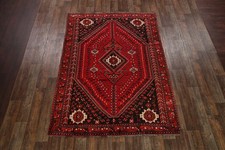 Excellent Antique Geometric 7x10 Shiraz Persian Oriental Area Rug Wool Carpet