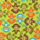 Fat Quarter Urban Zoologie Monkeys On Green Quilting Fabric - Robert Kaufman