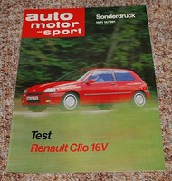 Sonderdruck ams Heft 14/1991 Test Renault Clio 16V mit 135 PS