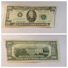 Vintage 1974 Printing Error $20 Federal Reserve Note Green Seal Washington Frn
