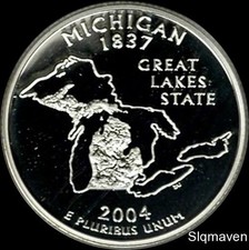 2004 S 90% Silver Michigan State Quarter Deep Cameo Gem Proof No Reserve