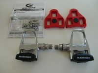 EXUSTAR PR70CM Marcello Pedale Rennrad silber Look kompatibel inkl. Cleats 