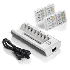 16x Aa 2800mAh Ni-Mh Rechargeable Batteries + Ebl 8 Slot Aa Aaa Battery Charger