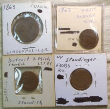 Group Of 4 Civil War Merchant Tokens – Starter Set – Miscellaneous Group
