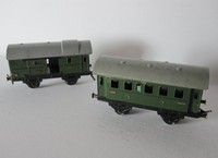 Spur 0 Fleischmann Blech Gepäckwagen + Personenwagen 400 + 401 / U.S. Zone