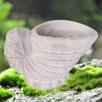  Terrakotta-Figur Muschel Steinoptik 27x18,5cm Gartendeko Beetdeko Deko