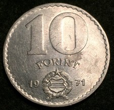 1971 Hungary 10 Forint Stobl Monument Coin - About Uncirculated Condition