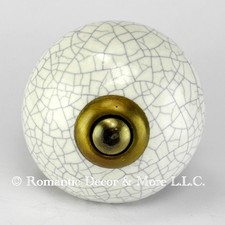 4 White Crackle Ceramic Knobs Cabinet Drawer Pulls Furniture Hardware #C18Rr