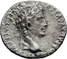 AUGUSTUS Biblical Jesus Christ Time RENDER UNTO CAESAR Silver Roman Coin i60055