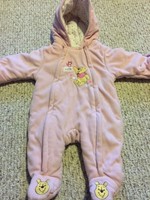 Winnie The Pooh Girls Pink Fleece Hooded Snowsuit Bunting 0-3 Months Embroidered