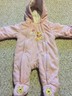 Winnie The Pooh Girls Pink Fleece Hooded Snowsuit Bunting 0-3 Months Embroidered