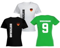 Deutschland  DAMEN T-SHIRT Trikot - inkl. Druck - NAME + NR ----Gr.XS S M L XL
