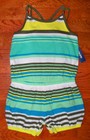 New! Girls OLD NAVY Green Blue Aqua Yellow White Stripe One-Piece Outfit Size 3T