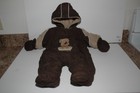 Okie Dokie Boys Sz 3-6 Months Brown Puppy Dog Snowsuit One Piece Winter Bunting