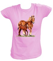 Damen T-Shirt Pferde Pferd Fohlen Horses Horse Spirit Pony Stute Sattel 10229