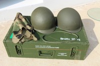 US Army Stahlhelm M1  komplett mit Innenhelm,  Tarnbezug Woodland Helmband 