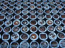 1 Yard Quilt Cotton Fabric- Benartex Kanvas Oh Fudge Fancy Chocolates on Black