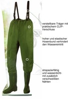 Wathose, Anglerhose, Teichhose mit eingearbeiteten Stiefeln Gr.L (42/43)