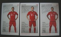 3 x Autogramm karte FC BAYERN MÜNCHEN - RAFINHA, TASCI, ALCANTARA 2015/2016