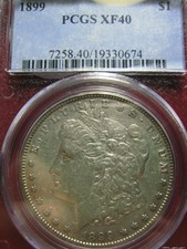 1899-p morgan silver dollar, Certified Pcgs Xf-40