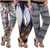 Damen Hose Strandhose Sommerhose Straight Leg Oder Pumphose Muster Capri ★ 11q