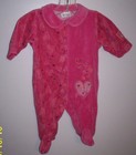 CARTERS 0-3 MONTH GIRLS PINK VELOUR SLEEPER HEARTS
