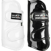 4er Set HKM Dressurgamaschen mit Lack weiß schwarz S, M, L, XL Lackgamaschen 