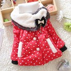 Toddler Baby Girls Polka Dot Bowknot Kids Winter Warm Cotton Coat Jacket Outwear