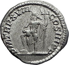 SEPTIMIUS SEVERUS 209AD Silver Ancient Roman Coin Neptune Rare i58002
