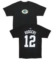 NFL Football Name&Number T-Shirt GREEN BAY PACKERS Aaron Rodgers #12 black
