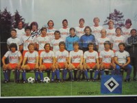 Poster 58x40 cm Hamburger SV 1981-82 mit Original Mannschafts Signaturen