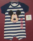 NEW DISNEY BABY MICKEY MOUSE SIZE 6-9 MONTHS BOYS ONE PIECE OUTFIT STRIPED NWTS