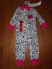 NWT LITTLE ME BLACK WHITE PINK PURPLE PAJAMAS 1 PIECE BABY GIRL FLOWER 12M 2T 3T