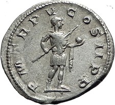 GORDIAN III 242AD Rome Authentic Genuine Ancient Silver Roman Coin Globe i59061