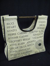 "Jerry Moss"Vtg 70s Famous Designers Name Printed Canvas Tote