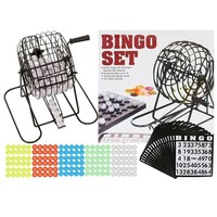 Metal BINGO Lotto Spiel-Set mit Trommel Zubehör Bingotrommel