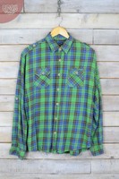 Vintage Blau & Grün Kariert Flanellhemd (L)
