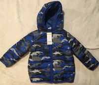Gymboree Toddler Boy's Blue Camouflage Puffer Coat Jacket Size 2T-3T NEW! 