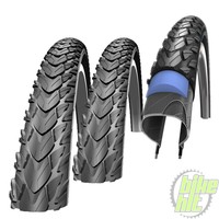 2x Schwalbe Marathon Plus Tour Bike Reifen 26" 28" unplattbar Reflex + Schläuche