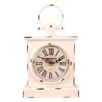 Uhr Küchenuhr Bürouhr Tischuhr Standuhr  Shabby Metall weiß Retro Vintage Antik