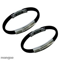 2 Stück Armband Partner Armband Kautschuk/Edelstahl 19+21 cm - mit Gravur 
