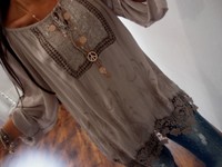 C23 TUNIKA BLUSE S M BLOGGER ITALY SHIRT Musthave TREND Spitze GLITZER Vintage
