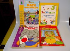 Lot of 4 Preschool Elementary School Math Reading Home School Resource Workbook