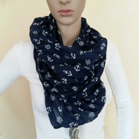 Loop Schlauchschal maritim Frühling Sommer marineblau Anker Steuerrad   NEU!!