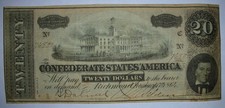 $20 Dollar Bill Confederate States of America