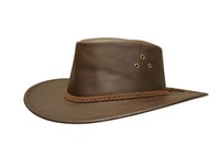 Lederhut mit leicht gebogene Krempe von Kakadu Sonderposten 2. Wahl