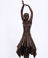 RARE BRONZE FRAUENFIGUR ca.46cm GRAZILE SKULPTUR auf MARMORSOCKEL LADY SCUPTURE